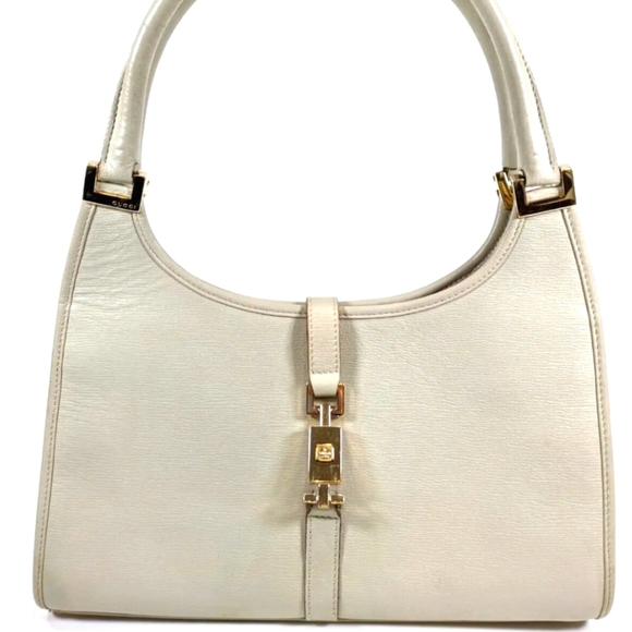GUCCI Gray Jackie Hand Bag with Piston Lock Accent! - Picture 1 of 15